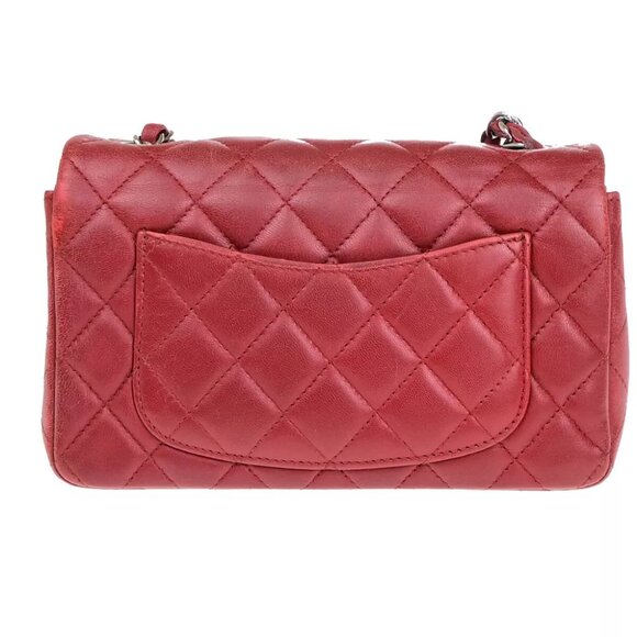 CHANEL CC Mini Matelasse Chain Shoulder Bag Leather Red SHW Italy - Picture 6 of 7